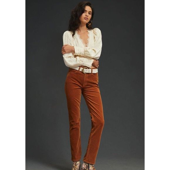 New Mother The Mid Rise Dazzler Corduroy Ankle Jeans Pants In Monks Robe Size 34 - Picture 1 of 13